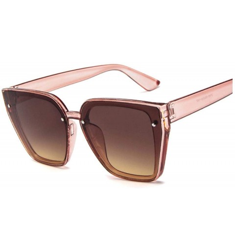 Aviator Fashion Cateyes Sunglasses Women Luxury Brand Designer Vintage Cat Eye Female Retro Full Frame Style - Brown - C0198Z...