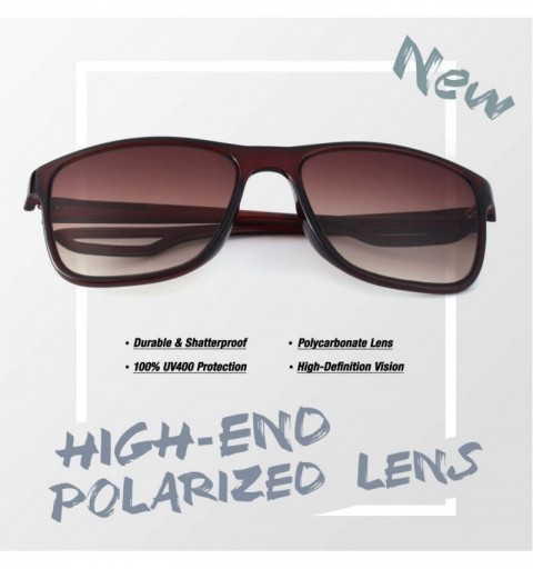 Oversized Rectangle Sunglasses For Men Women Retro Style UV400 Driving Sun Glasses - Brown Frame Gradient Brown Lens - CR18NO...