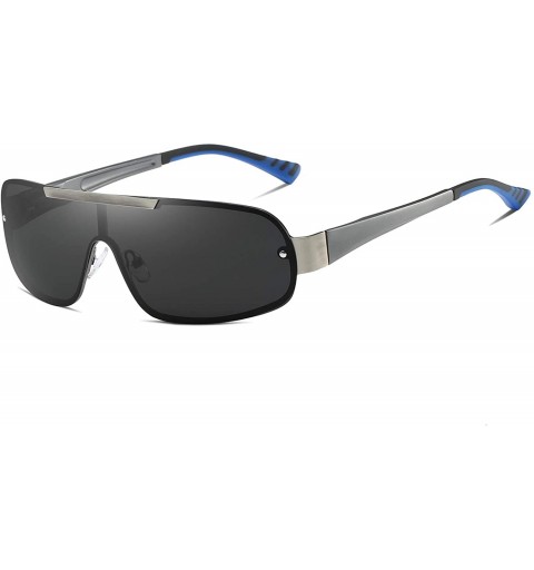 Shield Men Shield Sunglasses Polarized UV 400 Protection 70MM Fashion Style Driving - Grey Black - CP192GGX206 $15.47