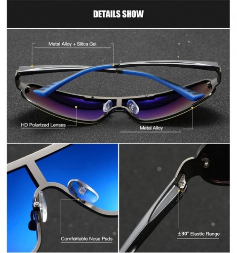 Shield Men Shield Sunglasses Polarized UV 400 Protection 70MM Fashion Style Driving - Grey Black - CP192GGX206 $15.47