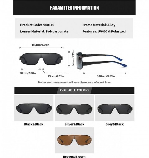 Shield Men Shield Sunglasses Polarized UV 400 Protection 70MM Fashion Style Driving - Grey Black - CP192GGX206 $15.47