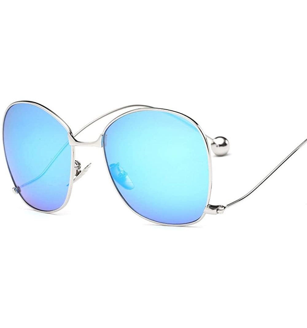 Aviator Oversized Sunglasses Women Personality Steel Ball Metal Mirror Sun Glasses 6 - 8 - CE18YQUQGMS $10.97