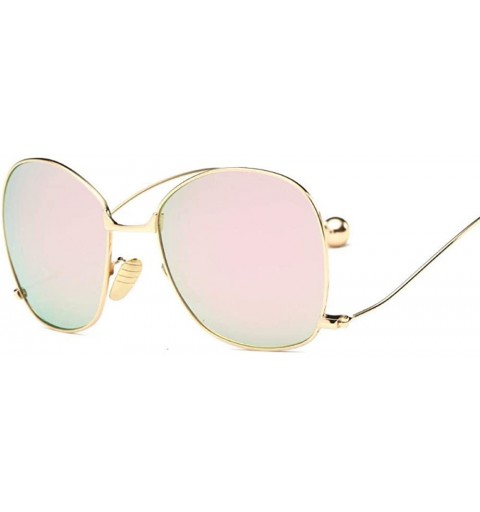 Aviator Oversized Sunglasses Women Personality Steel Ball Metal Mirror Sun Glasses 6 - 8 - CE18YQUQGMS $10.97