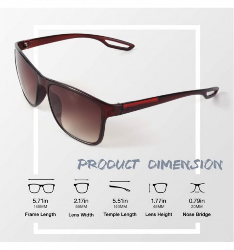 Oversized Rectangle Sunglasses For Men Women Retro Style UV400 Driving Sun Glasses - Brown Frame Gradient Brown Lens - CR18NO...