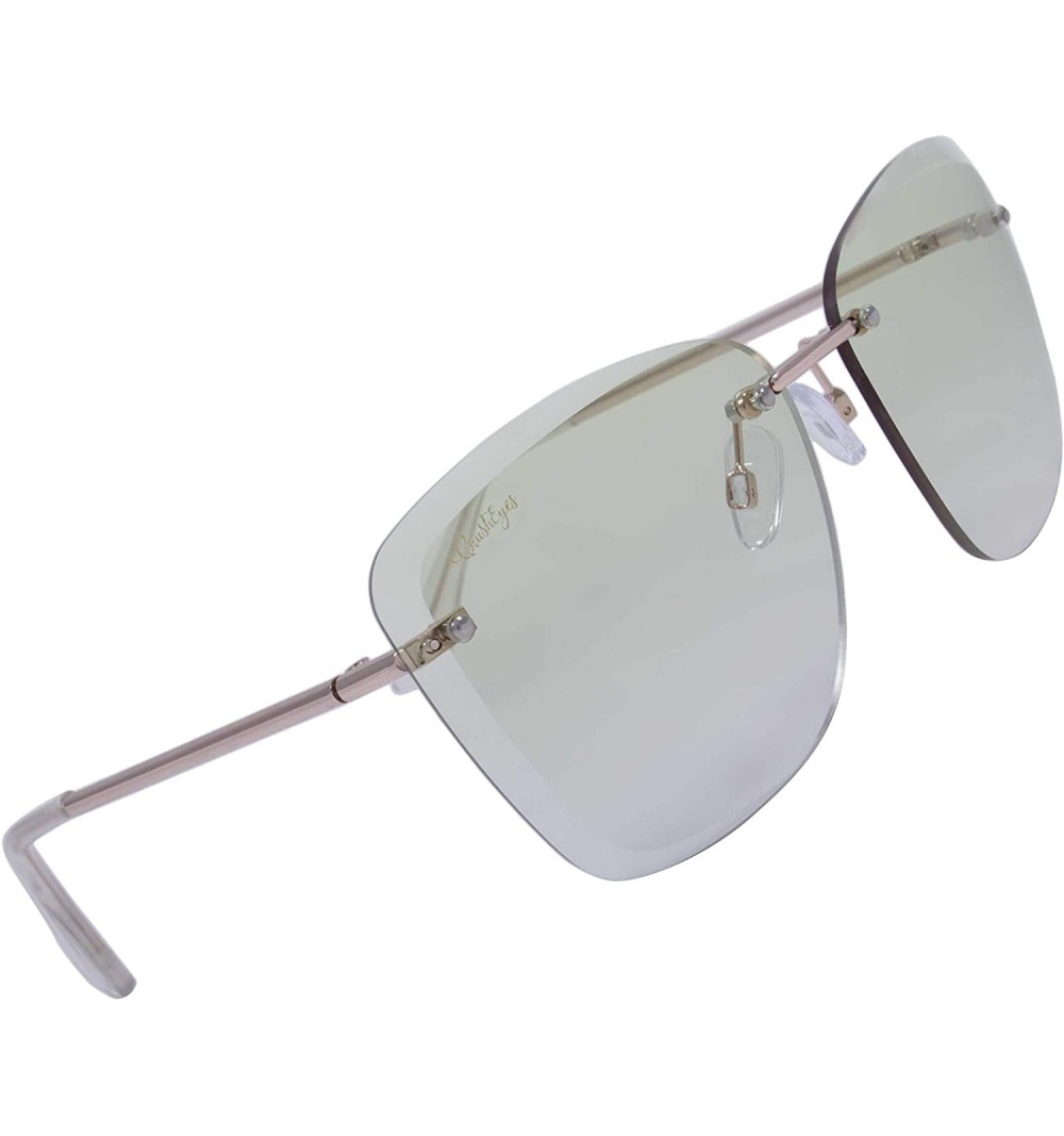 Aviator Dusk Women's Festival Fashion Rimless Sunglasses - Metal Bridge and Temples - 100% UV Protection Lenses - CK197CU5ZI8...