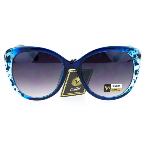 Butterfly Womens Fashion Sunglasses Elegant Rose Design Butterfly Frame UV 400 - Blue (Smoke) - CX186OUS78S $22.05