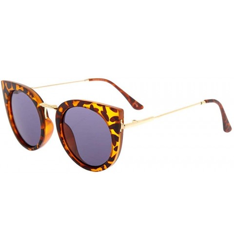 Round Women's Round Cat Eye Tortoiseshell Sunglasses - Brown - CO18SYQTQW3 $13.05