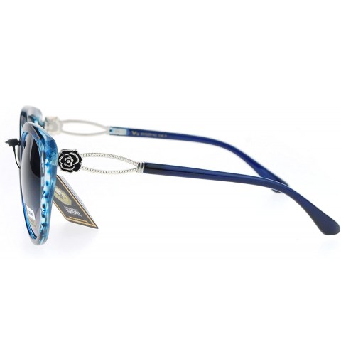 Butterfly Womens Fashion Sunglasses Elegant Rose Design Butterfly Frame UV 400 - Blue (Smoke) - CX186OUS78S $9.06