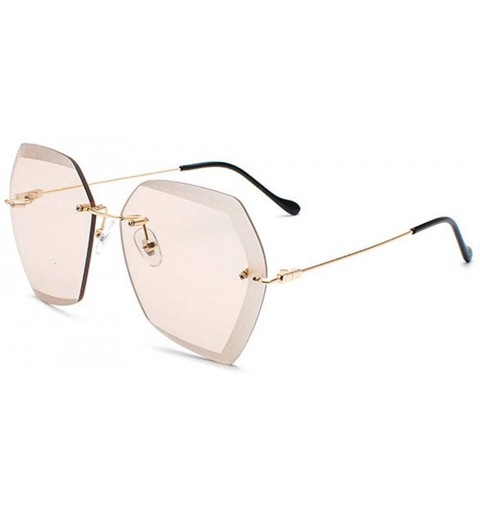 Rimless Rimless Cut-out Rectangular Gradient Ocean And Clear Lens Sunglasses - Gold-gradient Brown - CZ17YHRIET8 $11.88