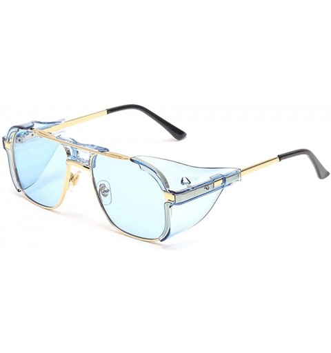Wrap Retro Gothic Steampunk Sunglasses for Women Men square Lens Metal Frame sunglasses John Lennon square Sunglasses - CB196...