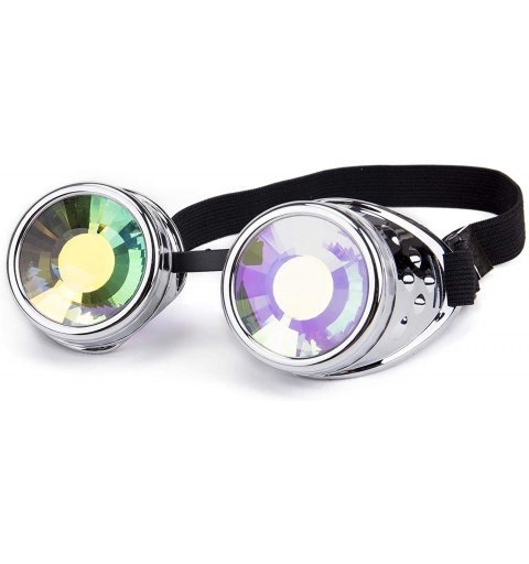 Goggle Steampunk Glasses Rave Retro Vintage Spikes Goggles Cosplay Halloween - Silver - CU18IHRR2TL $10.45