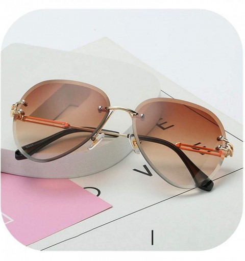 Goggle RimlSunglasses Women Design Sun Glasses Metal Farme Gradient Shades Cutting Lens Goggles UV400 BOX - Brown - CW197A2MK...