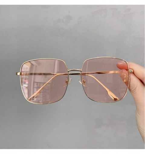 Sunglasses Women Vintage Oversized Glasses Square Shades Metal Frame ...