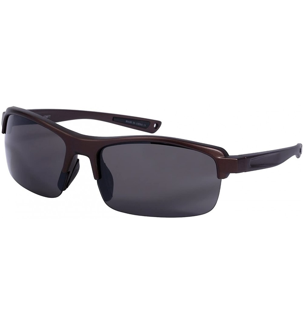 Rimless Men's Half Frame Rectangular Frame Sunglasses w/Interchangeable Lens 570077-FM - Matte Brown - CU126Y46D03 $11.84