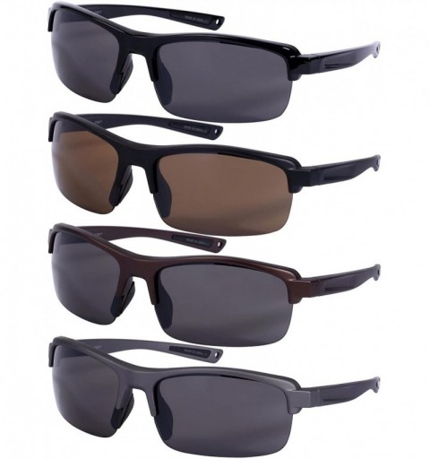 Rimless Men's Half Frame Rectangular Frame Sunglasses w/Interchangeable Lens 570077-FM - Matte Brown - CU126Y46D03 $11.84