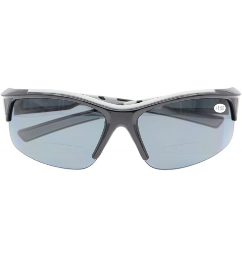 Sport Unisex Sports Bifocal Half Rimless Sunglasses For Running Fishing - Shiny Black - CS18CKYYC5C $26.62