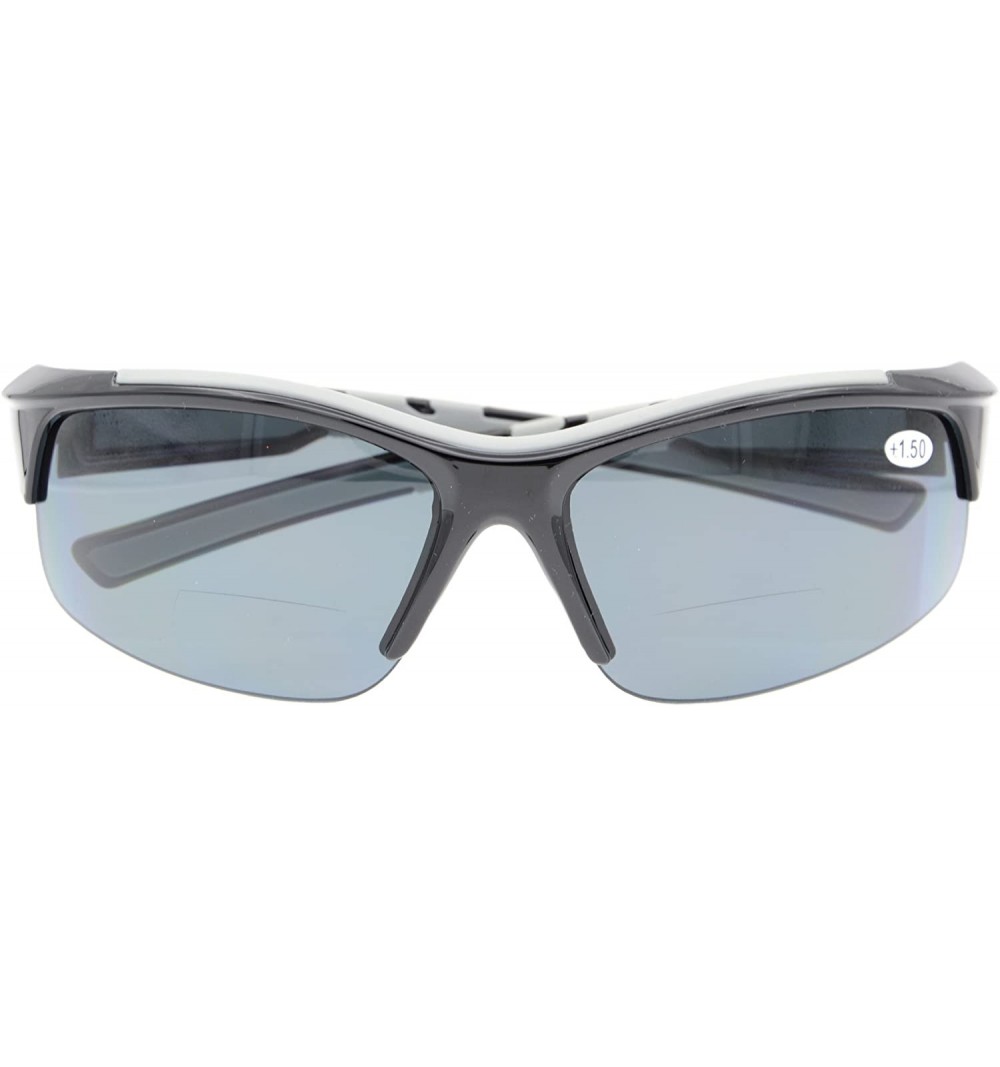 Sport Unisex Sports Bifocal Half Rimless Sunglasses For Running Fishing - Shiny Black - CS18CKYYC5C $11.56