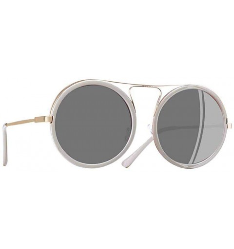 Aviator Vintage Round Sunglasses Women Reflective Sunglasses Female C1Gray - C4silver - C618Y4RNZWS $31.56