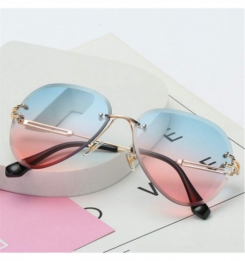Goggle RimlSunglasses Women Design Sun Glasses Metal Farme Gradient Shades Cutting Lens Goggles UV400 BOX - Brown - CW197A2MK...