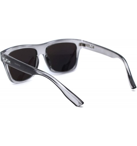 Rectangular Mens Flat Top Horn Rim Kush Color Mirror Rectangular Sport Sunglasses - Clear Green Mirror - CZ18OQAU5QK $11.19