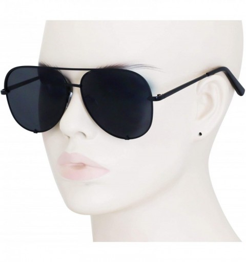 Aviator Designer Sunglasses Oversized Protection - Black - CB18T6KGH32 $13.49