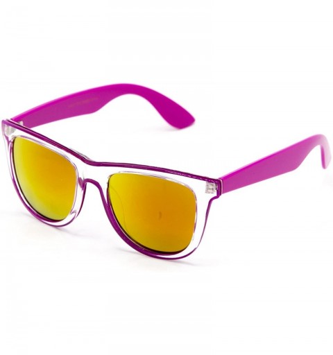 Wayfarer Designer Fashion Sunglasses For Men Women - UV400 Retro Sun Glasses - .Pink Neon - CX17X67LU9A $9.32