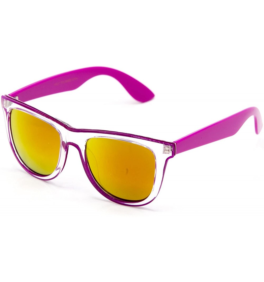 Wayfarer Designer Fashion Sunglasses For Men Women - UV400 Retro Sun Glasses - .Pink Neon - CX17X67LU9A $9.32