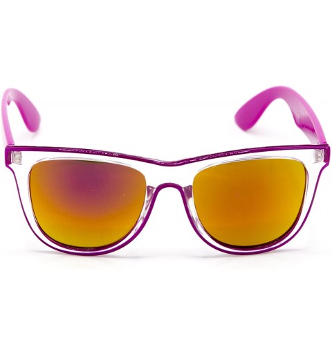 Wayfarer Designer Fashion Sunglasses For Men Women - UV400 Retro Sun Glasses - .Pink Neon - CX17X67LU9A $9.32