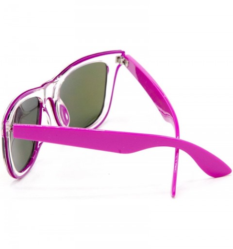 Wayfarer Designer Fashion Sunglasses For Men Women - UV400 Retro Sun Glasses - .Pink Neon - CX17X67LU9A $9.32