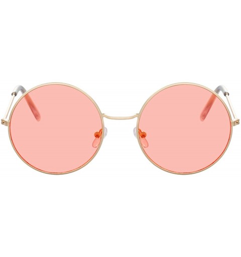 Goggle Vintage Round Sunglasses Women Ocean Color Lens Mirror Design Metal Frame Circle Glasses Oculos UV400 - Black - CB197Y...