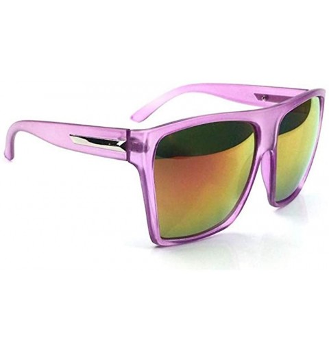 Aviator Lauren Square Aviator Flat Top Oversized Women Large Big XXL Sunglasses - Purple - CS18OIDG396 $9.69