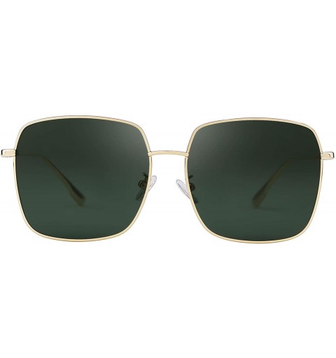 Square Vintage Retro Square Sunglasses Small Metal Frame Glasses - Gold Frame/ G15 Polarized Lens - C718UCME9Q5 $7.61