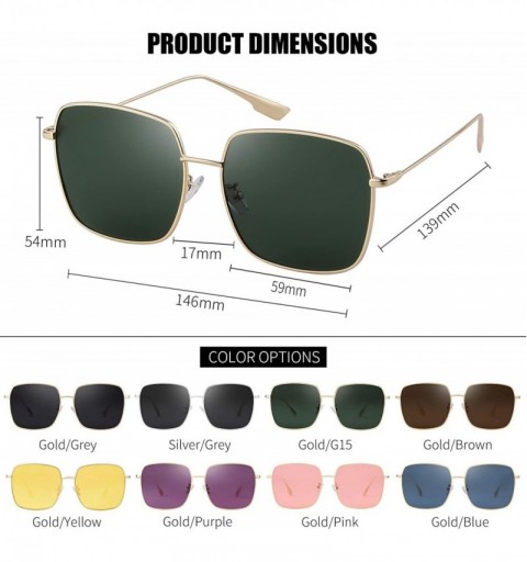 Square Vintage Retro Square Sunglasses Small Metal Frame Glasses - Gold Frame/ G15 Polarized Lens - C718UCME9Q5 $7.61