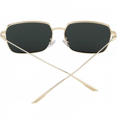 Square Vintage Retro Square Sunglasses Small Metal Frame Glasses - Gold Frame/ G15 Polarized Lens - C718UCME9Q5 $7.61