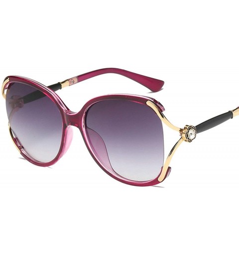 Sport Classic Retro Designer Style Flower Zircon Sunglasses for Women PC AC UV400 Sunglasses - Purple Gray - CD18SARY6Z8 $33.61