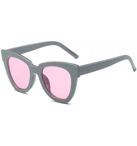 Oversized Vintage Sexy Ladies Cat Eye Sunglasses Women Brand Designer New Black Gray - Gray Pink - C618YZW7QGH $7.61