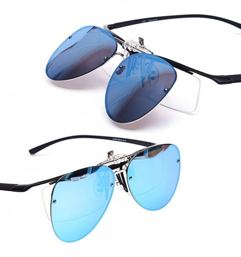 Aviator Anti Glare Polarized Clip-on Sunglasses for Unisex Suitable for Outdoor Sport - Blue - C718E2LIQN8 $10.13