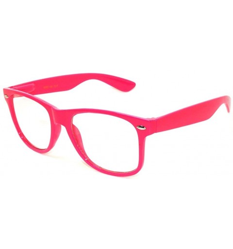 Oversized Classic Vintage 80's Style Sunglasses Colored plastic Frame for Mens or Womens - 1 Clear Lens Pink Solid - CM11N81O...