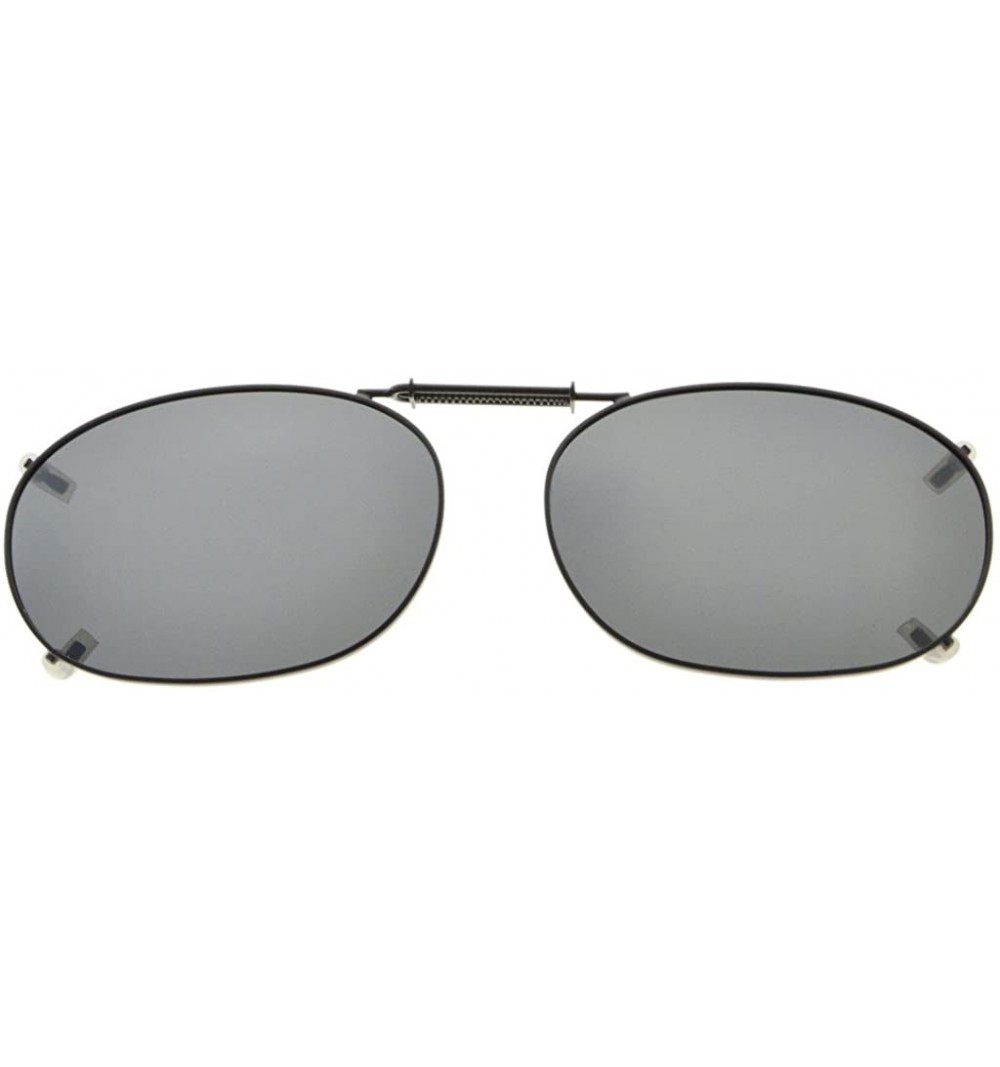 Rectangular Metal Frame Rim Polarized Lens Clip On Sunglasses 2 1/16"x1 3/8" - Grey - CB1820QCMDI $12.64