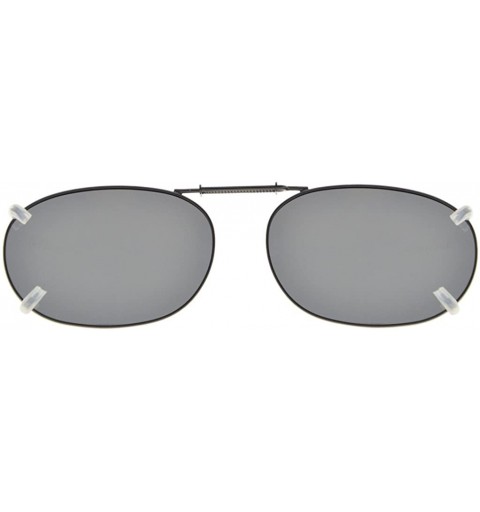 Rectangular Metal Frame Rim Polarized Lens Clip On Sunglasses 2 1/16"x1 3/8" - Grey - CB1820QCMDI $12.64