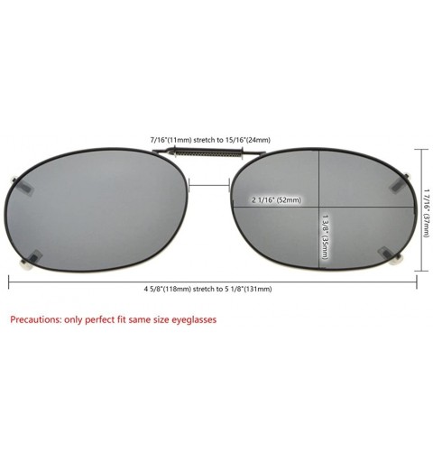 Rectangular Metal Frame Rim Polarized Lens Clip On Sunglasses 2 1/16"x1 3/8" - Grey - CB1820QCMDI $12.64