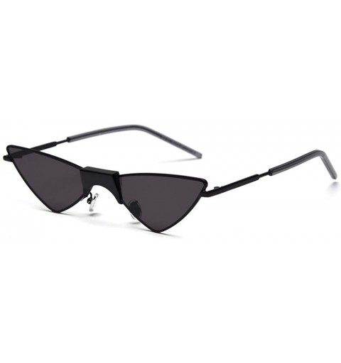 Cat Eye Cat Eye Sunglasses Women Triangle Ladies Sun Glasses Small Metal Frame Eyewear - Full Black - CE18W3LUG7E $14.97