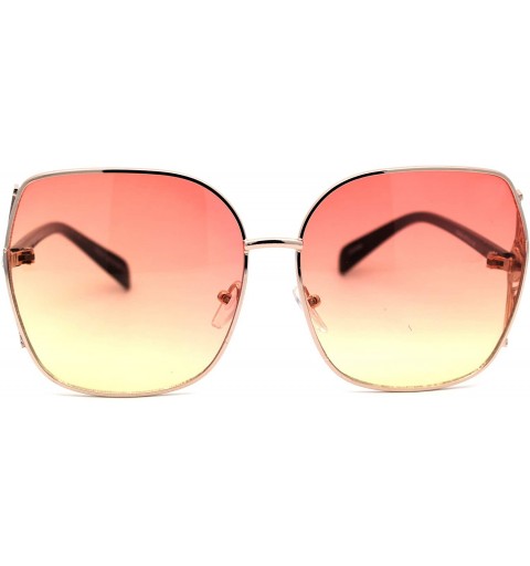 Rectangular Womens Oversize Metal Rim Butterfly Large Rhinestone Jewel Sunglasses - Gold Pink Yellow - CJ197LW0OLZ $14.81