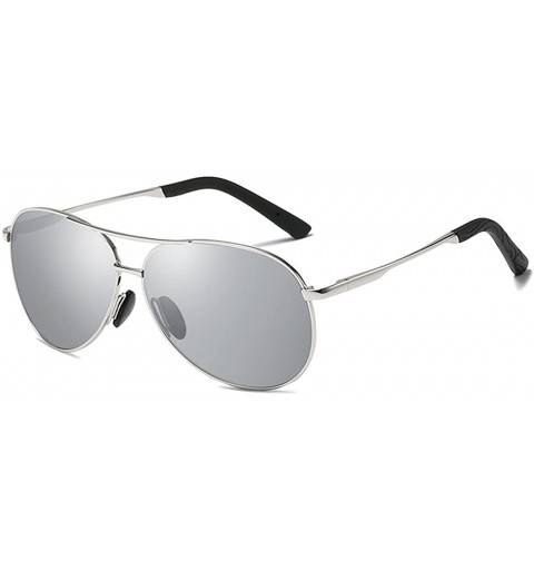 Aviator Premium Military Style Aviator Sunglasses Polarized 100% UV Protect - Silver Grey - CG18GOW74Y3 $48.74