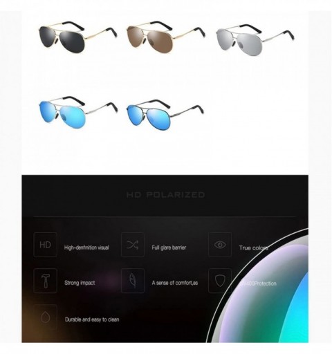 Aviator Premium Military Style Aviator Sunglasses Polarized 100% UV Protect - Silver Grey - CG18GOW74Y3 $20.07