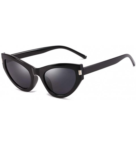 Oval Women Sunglasses Retro Black Grey Drive Holiday Oval Non-Polarized UV400 - Black Grey - CH18R83G32X $19.04