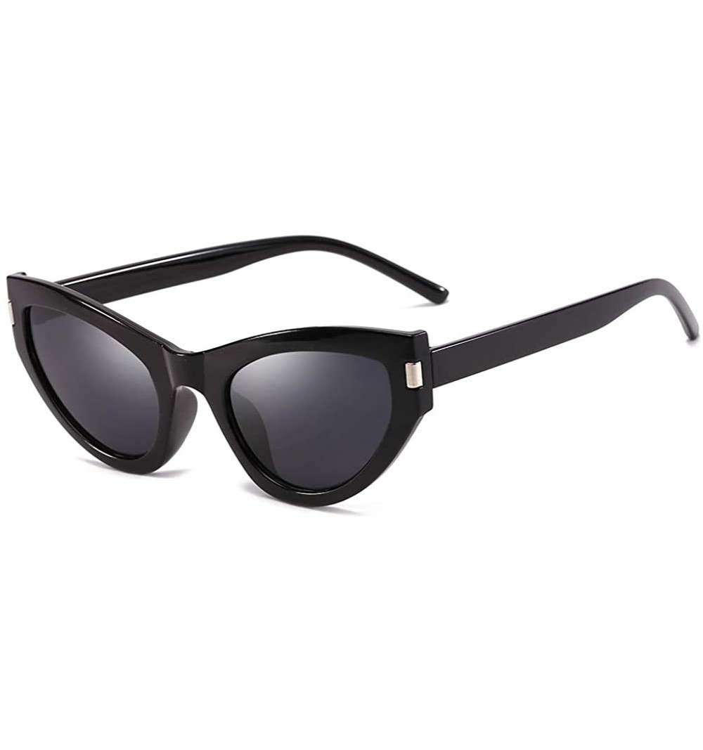 Oval Women Sunglasses Retro Black Grey Drive Holiday Oval Non-Polarized UV400 - Black Grey - CH18R83G32X $9.19