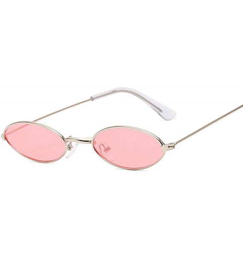 Goggle Retro Small Oval Sunglasses Women Vintage Shades Black Red Metal Color Sun Glasses Fashion Lunette - Blackgray - CS198...
