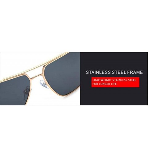 Aviator Classic Polarized Men's Sunglasses- Vintage Framed Sunglasses Men's Sunglasses - A - CQ18SN7E49L $48.37