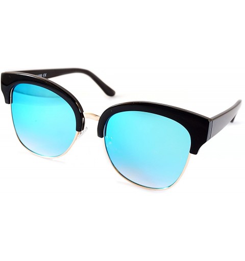 Rimless Semi-Rimless Cat-Eye Horn Rimmed Sunglasses Mirrored/Gradient/Smoke Flat Lens A009 - C2193YS50EG $8.15